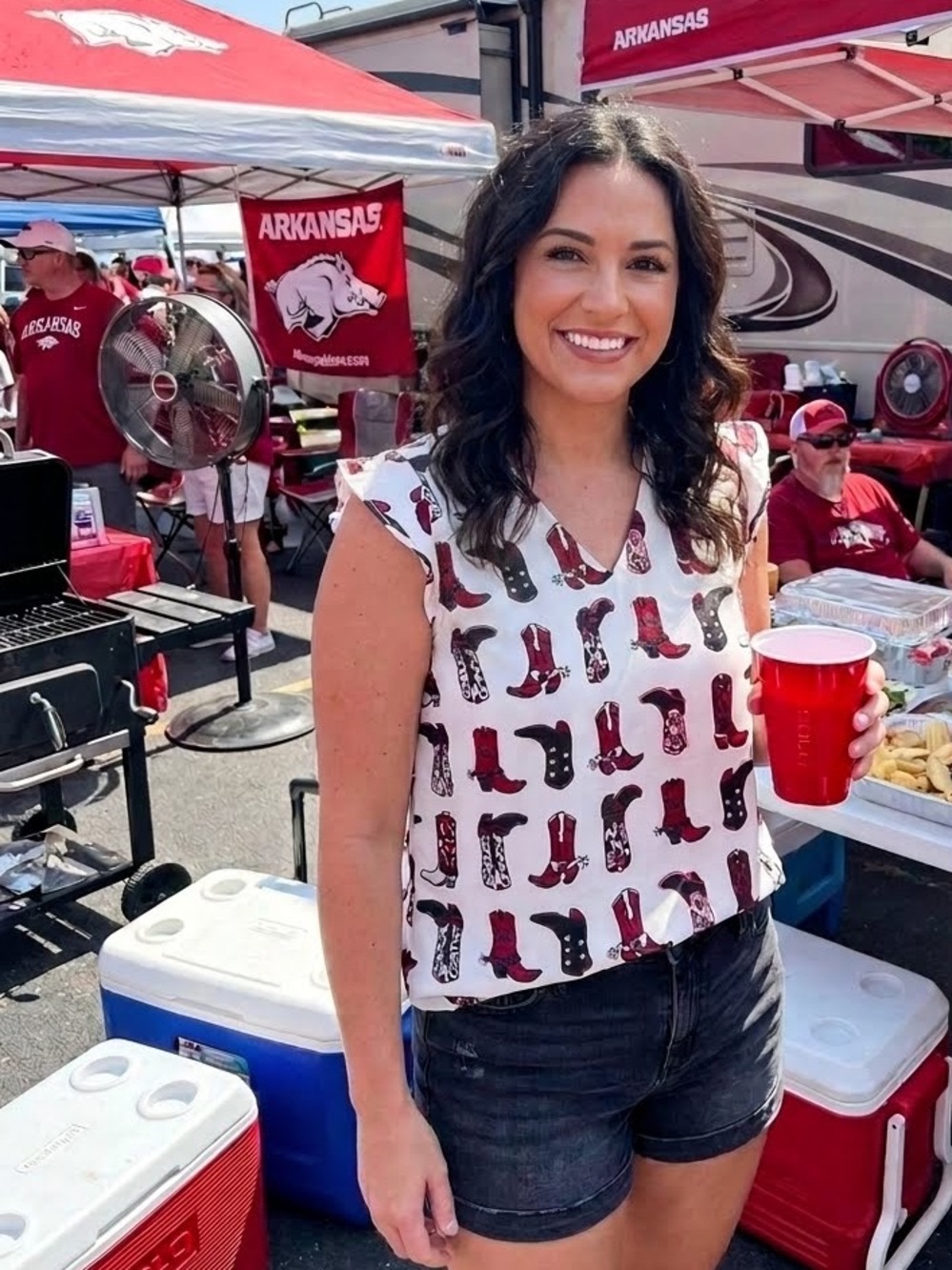 Arkansas Razorbacks Boots Ruffle Tank-
Stewart Simmons